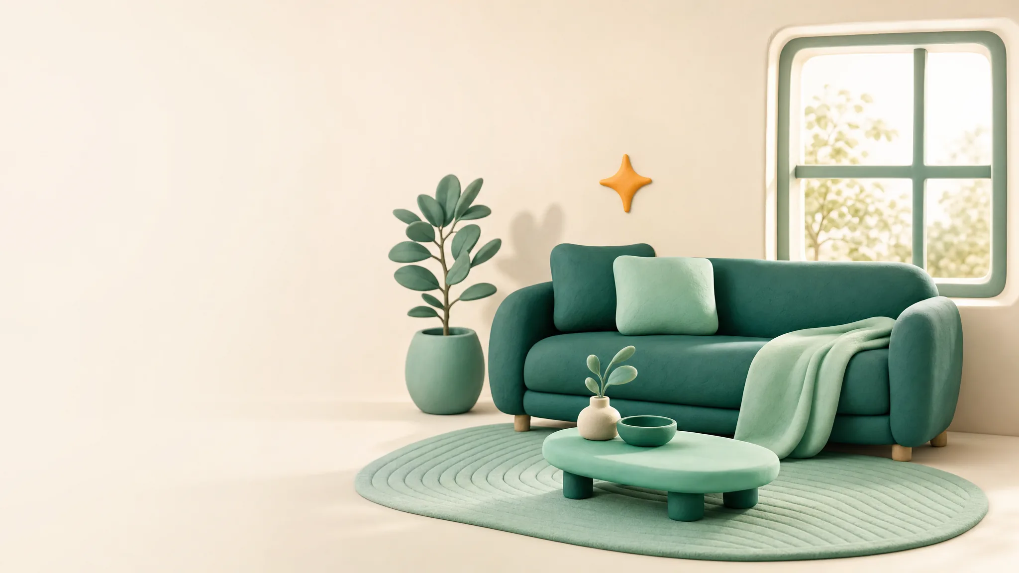A bright, spotless living space